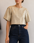 Stretch Leather Relaxed Jacket