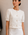 Leather Sweater w/ Pearl Buttons