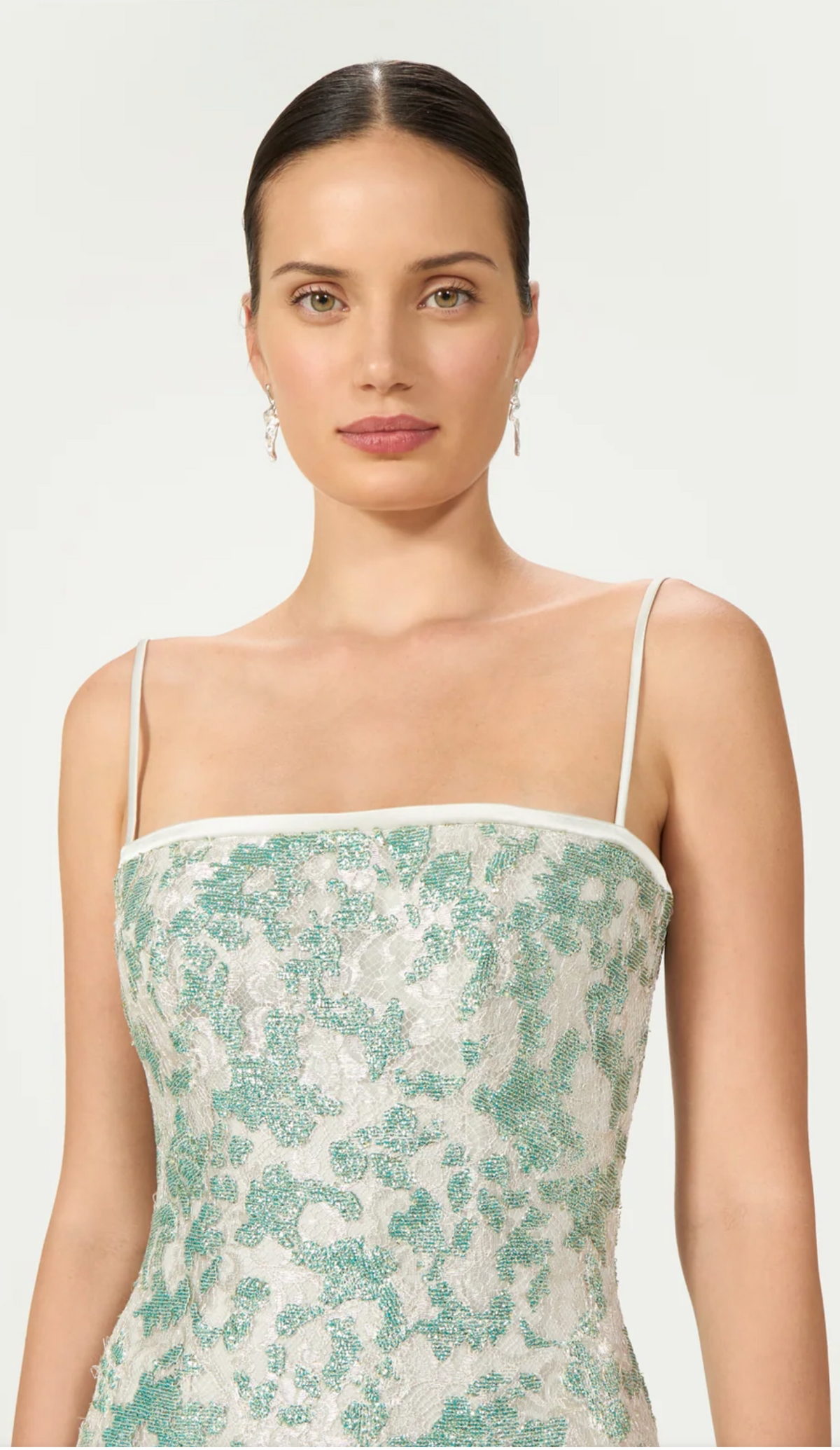 Jennan Sequin Lace Satin Gown