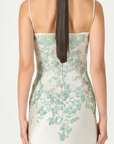 Jennan Sequin Lace Satin Gown
