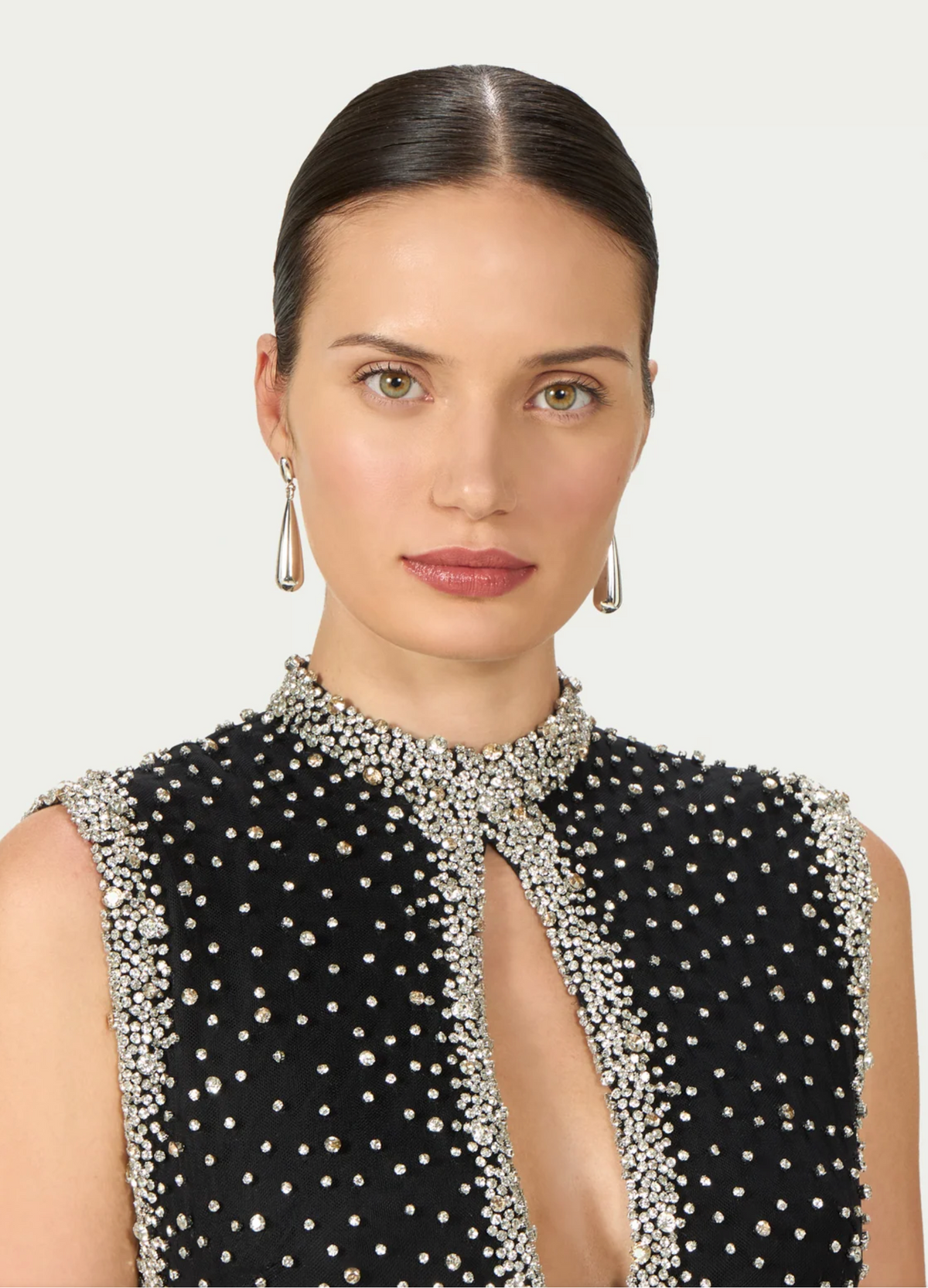 Belina Embroidered Crystals Column Gown