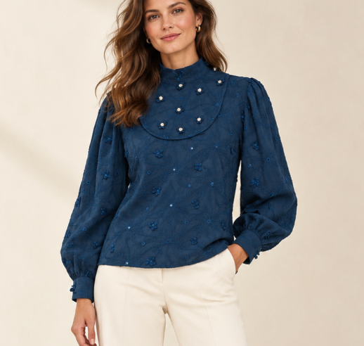 JOHANA NAVY BLUE SHIRT