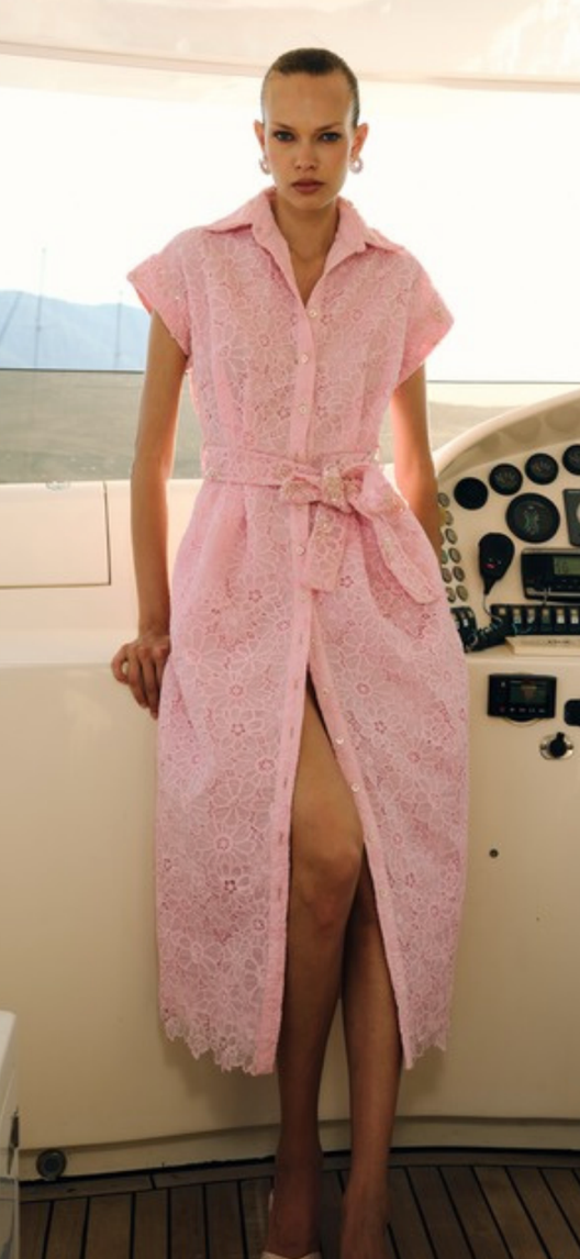 BLUSH DAISY LACE SHIRT DRESS