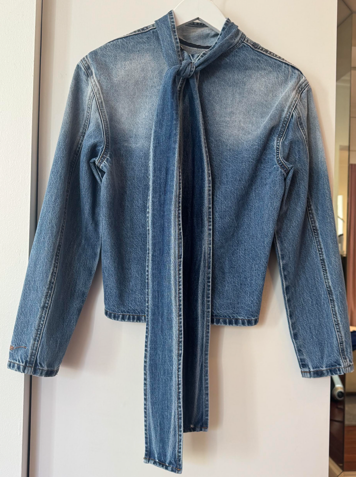 Denim Blouse with Tie