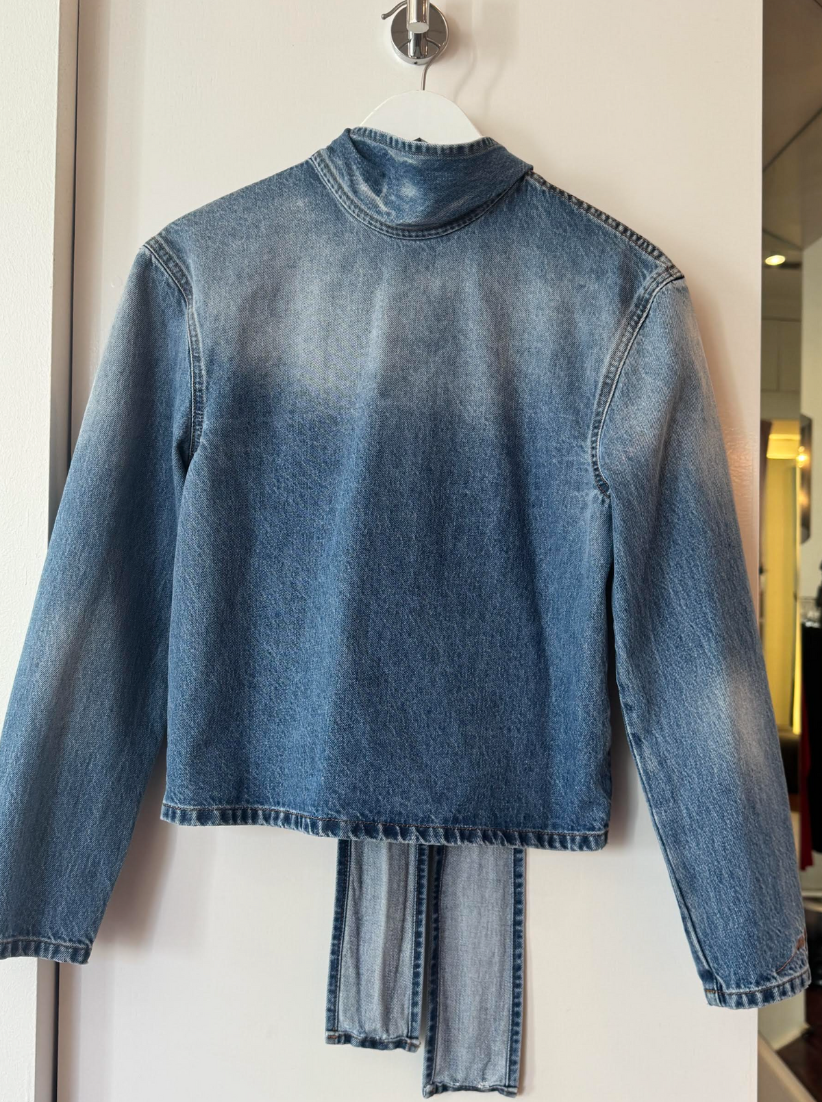 Denim Blouse with Tie