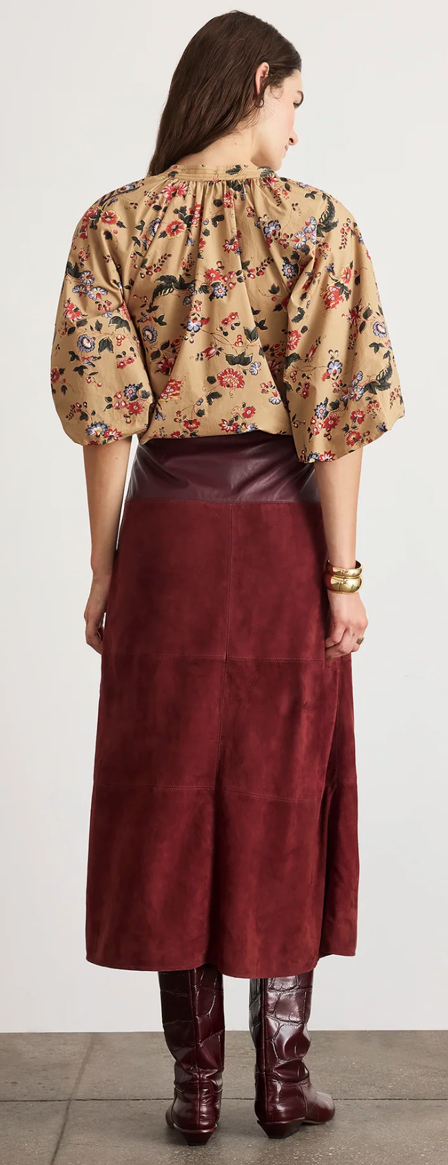Suede Leather Combo Hudson Skirt