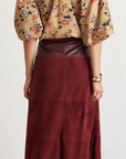 Suede Leather Combo Hudson Skirt