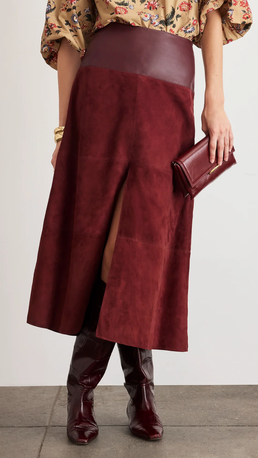 Suede Leather Combo Hudson Skirt
