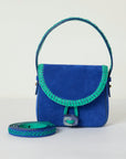 Blue/Green Suede Crystal Handbag