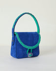 Blue/Green Suede Crystal Handbag
