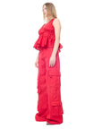 SATIN LINEN GATHERED TOP