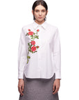 Poplin shirt W Rose Branch Embroidery