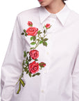 Poplin shirt W Rose Branch Embroidery