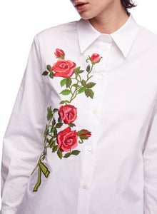 Poplin shirt W Rose Branch Embroidery