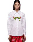 Slim Shirt W Rose Embroidery