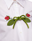 Slim Shirt W Rose Embroidery