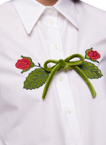 Slim Shirt W Rose Embroidery