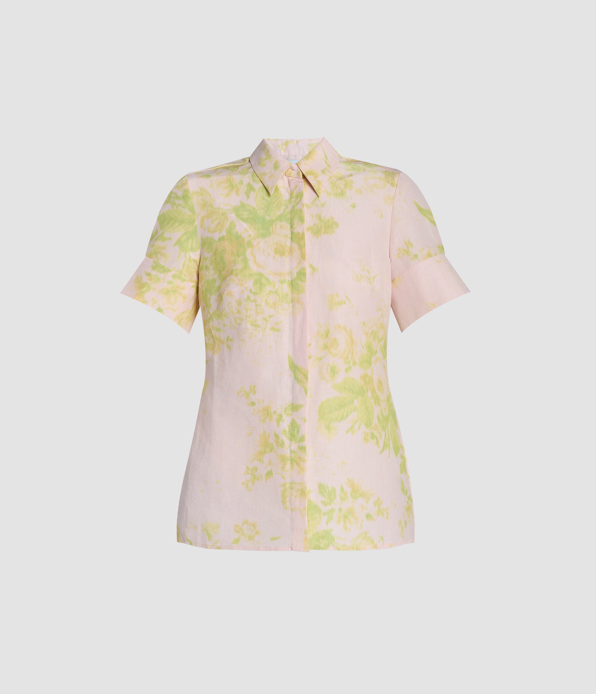 FLORAL PRINT LINEN CHINE SHORT SLEEVE SHIRT