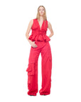 SATIN LINEN GATHERED TOP