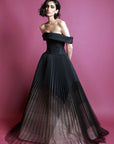 Strapless Onyx faille and tulle Ombre Gown