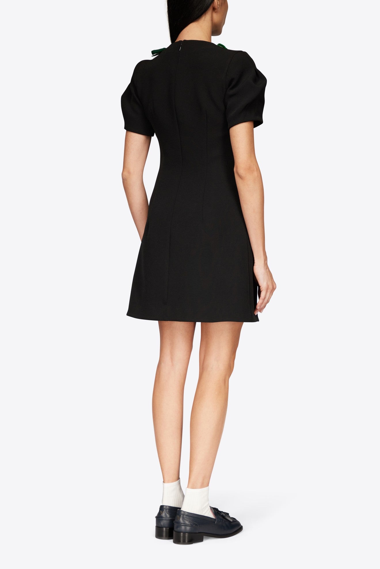 MINI DRESS WITH PLASTRON AND JEWEL PEAS