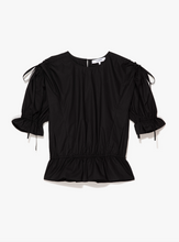 Load image into Gallery viewer, Cinched Shoulder Tie Blouse