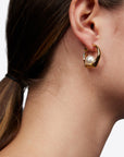 CREOLE EARRINGS WITH HANDS AND PEARLS