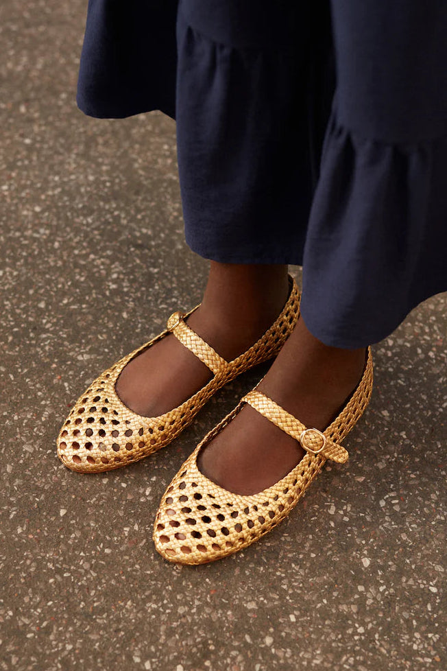 Gold Braided Ballerina Flats