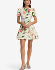 Elyse Short Sleeve Mini Dress - Vine Print in Snow