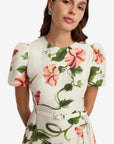 Elyse Short Sleeve Mini Dress - Vine Print in Snow