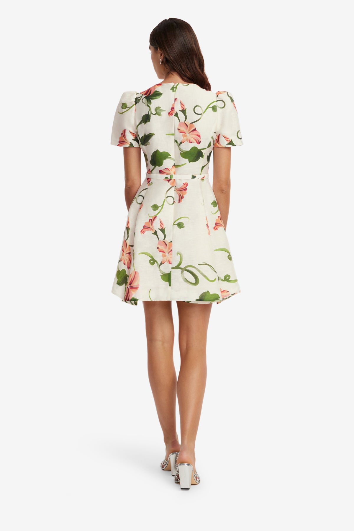 Elyse Short Sleeve Mini Dress - Vine Print in Snow