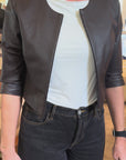 Stretch Leather Cardigan