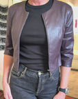 Stretch Leather Cardigan