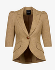 Crop Sleeve Pouf One Button Blazer