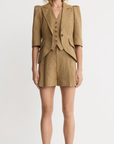Crop Sleeve Pouf One Button Blazer