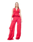 SATIN LINEN GATHERED TOP