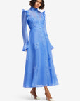 Katrina Applique Butterfly Sleeve Midi Dress - Azure