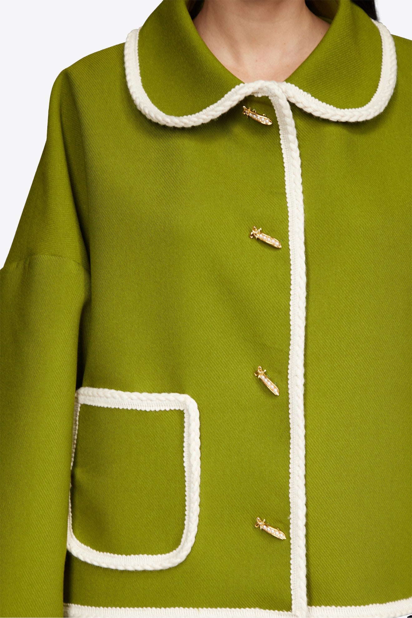 OVER CABAN COAT WITH JEWEL PEA APPLICAT