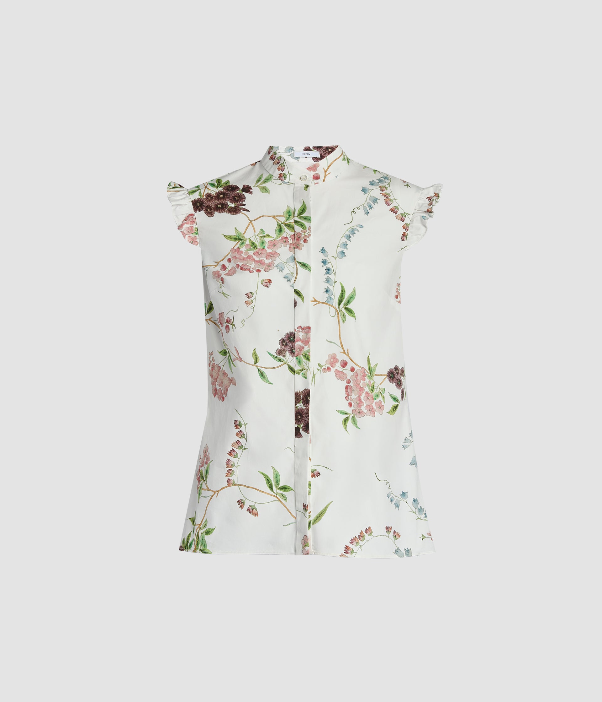 FLORAL PRINT COTTON SLEEVELESS SHIRT