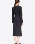 BI-COLOR MIDI DRESS WITH GRUFFLES AND S