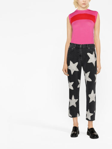 star print cropped jeans