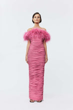 Load image into Gallery viewer, PLEATED GOWN FEATHER NECKLINE