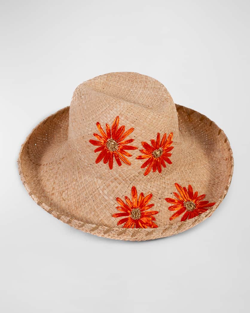 Raffia Hat With Flowers