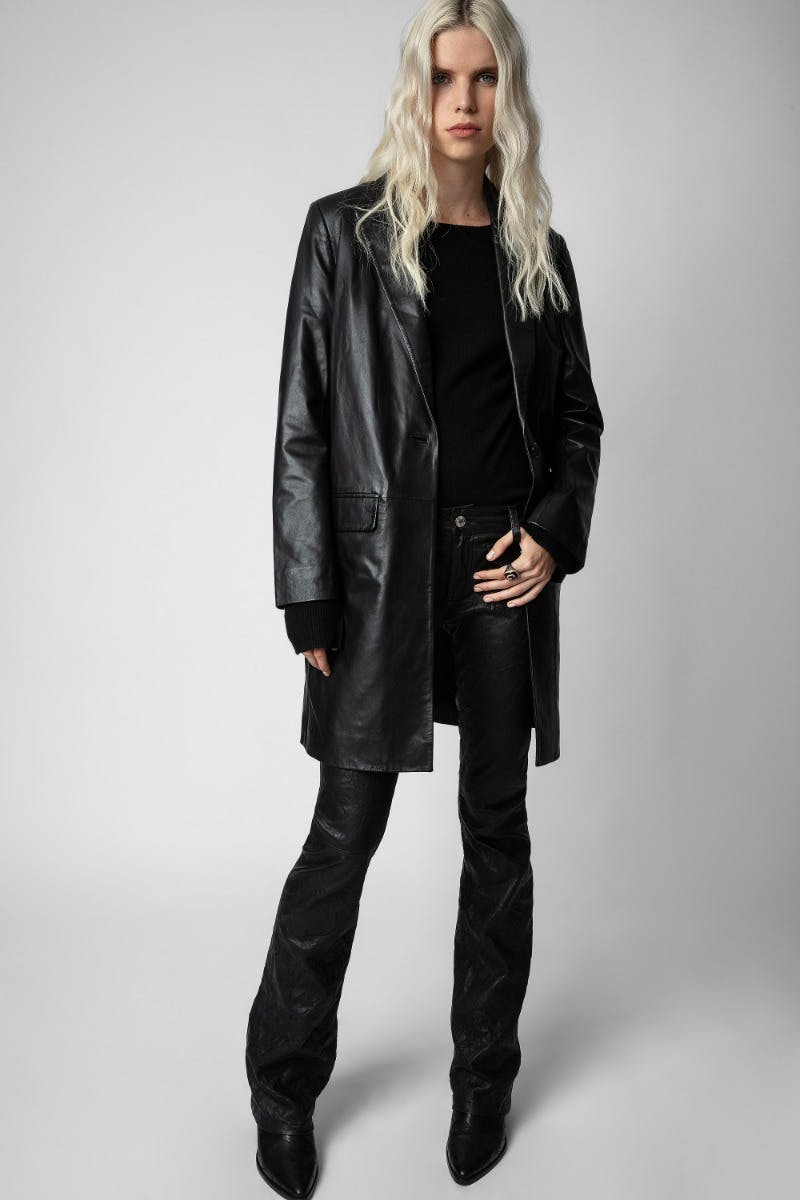 The Monarch coat has adopted leather this season to add a little rock edge to your looks.